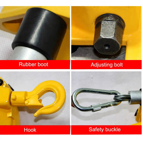 Heavy Duty Spring Balancer Retractable Tool Holder 1.5 Meter Long With Hook And Wire Rope, Adjustable Balancer Retractor For Hanging Equipment, Yellow 5 To 9 Kg Capacity; hook and safety buckle close-up