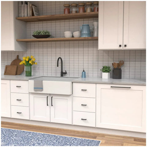 Rock Solid Heavy Duty Kitchen Cabinet Pulls And Top Shelf Drawer Handles With 18 Inch Hole Center Brushed Golden Brass Metal Build For Doors And Dressers in modern kitchen.