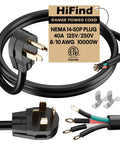 Heavy Grade Six Foot 40 Amp Extension Cord Nema 14 50P Etl Listed Waterproof Srdt Power Wire Rock Solid for generators and EV chargers.