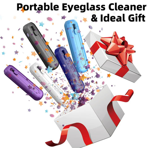 Portable eyeglass cleaning kit with spray bottle and microfiber cloth for travel use.