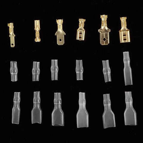 600 Piece Connector Kit for Built Tough Insulated Wire Crimping Pliers, featuring gold and clear connectors.