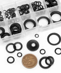Top Shelf 160 Piece Black Double Side Lock Washer Assortment Kit Featuring Conical Spring Toothed Design for Heavy Duty Garage Projects.