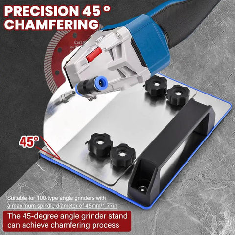 Adjustable Tile Cutter Chamfering Tool For Angle Grinder With 45 Degree Bevel Pro Grade Kit Includes 2 Pairs Gloves And Universal Stand