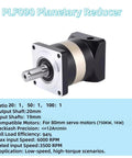 Beefy Planetary Gearbox Speed Reducer 20 To 1 Ratio for 19mm input and 80mm servo motor shows output shaft and specifications