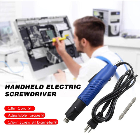 Smooth Operating Corded Electric Screwdriver Featuring Adjustable Torque And Ergonomic Non Slip Grip For No Sweat Drywall Repairs And Quick Furniture Assembly Jobs with 1.8m cord and 1/4-in bit.