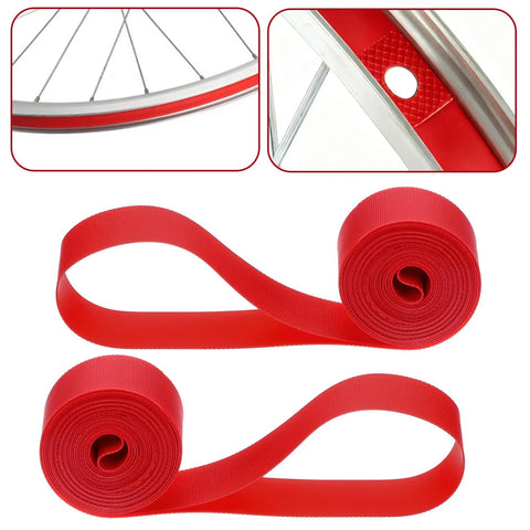 Two Pack 26 Inch Red Bicycle Rim Tape And Tire Liners For Road And Mountain Bikes PVC Rim Strip Tape 18mm Wide 0.5mm Thick