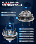 Rock Solid Front Wheel Hub Bearing Assembly With Abs For 2007 To 2014 Cadillac Escalade Escalade Esv Escalade Ext And 2007 To 2013 Chevy Avalanche specifications diagram, size details and sensor information.