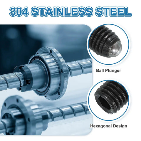Heavy Duty Carbon Steel Ball Point Set Screws With Hex Socket Spring Plunger Mechanism Used For Industrial Machines And Furniture Repairs Ships As Ten Black Grub Bolts featuring 304 stainless steel hexagonal design.