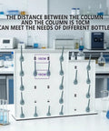 Mobile Laboratory Drying Rack With Detachable Drip Rod For Lab Glassware showing adjustable peg distances for various flask sizes.