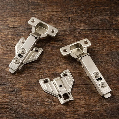40 Pack Full Overlay Cabinet Door Hinges With Soft Close Damper, 105 Degree Adjustable Concealed Hinges on wooden surface