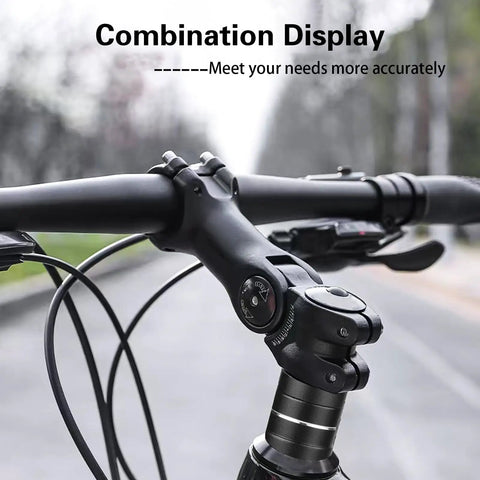 Adjustable Bike Stem Riser For Mountain And Road Bikes, 150mm Rise And 110mm Reach, fits 28.6mm to 31.8mm forks, installed on bike