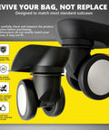 Luggage Wheels Replacement Kit For Suitcases Universal Spinner Wheels Wear Resistant Mute Casters shown in close-up view