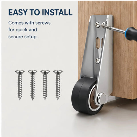 Heavy Duty Vertical Track Roller Wheel Pair Built Tough For Heavy Sliding Doors With Anti Sag Load Bearing Design snugly installed with screws.