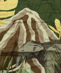 Picnic Blanket With Dot Print Thick Foldable Beach Mat detail of mountain and elephant design on green background, indoor outdoor use