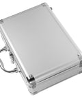 Premium Aluminum Alloy Tool Box with Foam Interior and Sturdy Handle for Safe Transit and Organized Storage of Tools or Valuable Items Travel Friendly Hard Shell Container that Keeps Your Gear Lock Tight from a top angle.