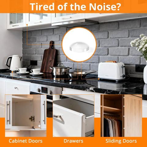 Clear Corner Cabinet Door Bumpers And Drawer Stopper Pads Silica Gel Shields on kitchen countertop reducing noise from drawers and doors.