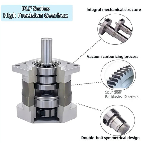 Cross-section of high precision gearbox highlighting integral structure and vacuum carburizing, suitable for CNC lathe applications.