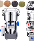 Stainless Steel Electric Grain Grinder Pulverizer for Superfine Flour and Powder, commercial-grade gadget with blade details