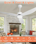52 Inch Ceiling Fan With Lights Remote Control Easy Peasy Dimmable Led Quiet Dc Motor 6 Speed Reversible in living room.