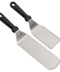 Stainless Steel Spatula Set For Grill And Griddle Heavy Duty Hibachi Style Spatula Turner And Grill Scraper, black handles