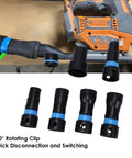 Premium 7 Piece Vacuum Hose Expansion Adapter Kit With Quick Connectors For Home Workshop Dust Collection System And Power Tool Sander Set Up Compatible With 1-1/4 Inch Hoses with rotating clips.
