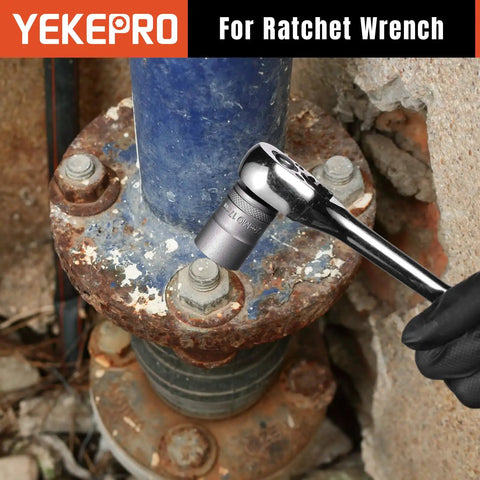 Slim Bolt Extractor Set 21 Piece With Three Eighth Inch And One Quarter Inch Drive Impact Stripped Bolt Extractor in use on rusted bolt