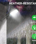Outdoor Solar Street Light IP67 Waterproof 600 LEDs 30000 Lumens Dusk to Dawn Flood Light on wall in rain