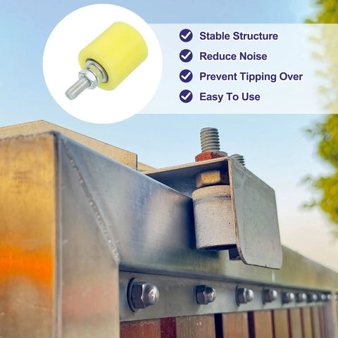 Top Shelf Heavy Duty 4 Pack Nylon Slide Gate Rollers Rock Solid smooth glide pulley mounted on metal door frame.