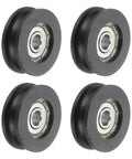Hella Smooth U Groove Ball Bearing Rollers 6 X 30 X 10 mm Nylon Pulley Guide Wheels set of four black track hardware.