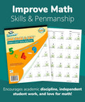 Cover and pages of Single Digit Addition And Subtraction Math Workbook For Early Learners Pre K Through 1st Grade, Double Sided Practice Pages, 50 Pages, Easy And Fun Way To Build Fluency And Confidence In Basic Math