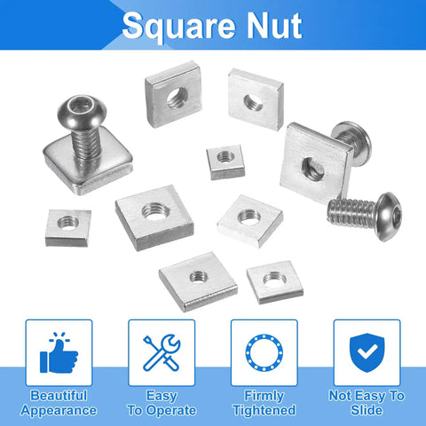 One Hundred M6 Square Nuts Built Tough From Quality Carbon Steel With Zinc Plating For Zero Hassle Fixes and Rock Solid Mounts.