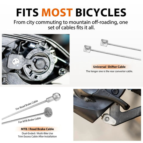 Close-up of Ultimate Universal Bike Cable Kit With Brake And Shift Cables Housing Ferrules End Caps And O Rings for versatile use