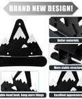 Sturdy Snowboard Wall Mount Racks Hold Four Boards Securely for Garage or Bedroom Displays with Heavy Duty ABS Holders showing hooks and mountain design.