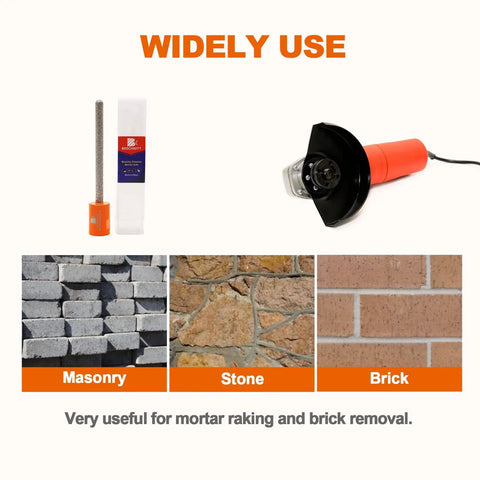 Beast Pro Grade Mortar Raking Bit With Five Sixteenths Inch Diamond Diameter And Four Inch Length next to masonry wall images