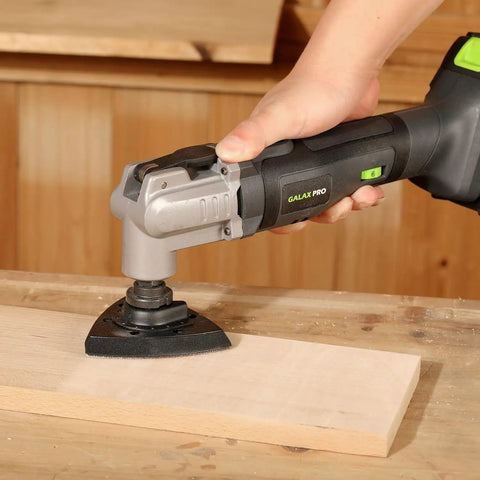 Badass 20V Cordless Oscillating Multi Tool With 15 Piece Accessory Kit And Rapid Charge Lithium Battery For Demolition And Precision Detail Work A True Job Site Beast To Buy Today in use on wood.