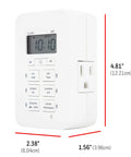 Plug In Digital Timer With Two Grounded Outlets And Seven Day Programming, white, dual outlet, easy setup, 4.81x2.38x1.56 inches