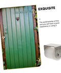 Heavy Duty Stainless Steel And Nylon Sliding Door Roller With No Hassle Glide and Roll Smooth Caster Wheels For Residential Home Renovation Track Replacement System on a green door.