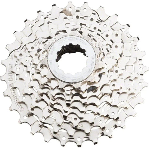 9-Speed Mountain Bike Cassette CS-HG400-9 For E-MTB And Trail Riding with durable nickel-plated finish, drilled cogs, silver color