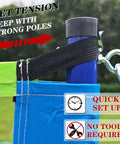 Close-up of strong pole tensioning in 20 Foot Outdoor Portable Volleyball Net System With Adjustable Height And Bag Waterproof Mesh Easy Setup For Backyard Showdowns Durable Net And Poles In A Handy Carry Bag.