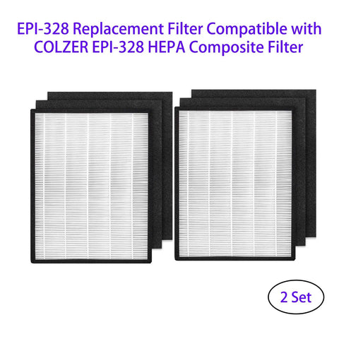 EPI-328 Replacement Filter Bundle For Air Purifier NS320 And EPI-328 Models H13 HEPA With Activated Carbon Includes 2 Pack HEPA And 4 Pack Pre Filter