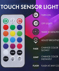 Remote Control Hexagon Wall Light Kit, showing touch-sensitive remote control with color and brightness options.