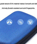 Portable Clamshell Electronic Organizer Case For Earbuds Headphones And Chargers blue EVA material smooth texture close-up