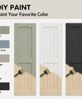 Heavy Duty 80 Inch Double Bifold Barn Door Hardware Kit With Super Slick Spring Steel Tracks And Smooth Glide Rollers For Rustic Spruce Wood Closet Doors with paint samples.