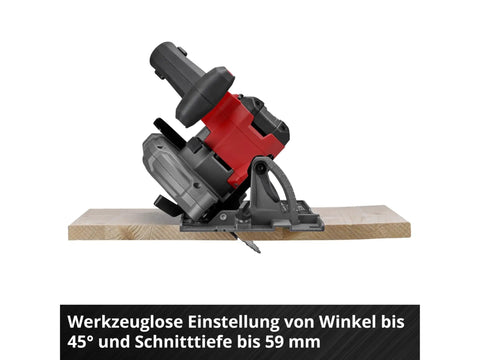 Professional Brushless Cordless Circular Saw Featuring 165MM Blade And Turbo Motor for 45° angle cuts on wood.