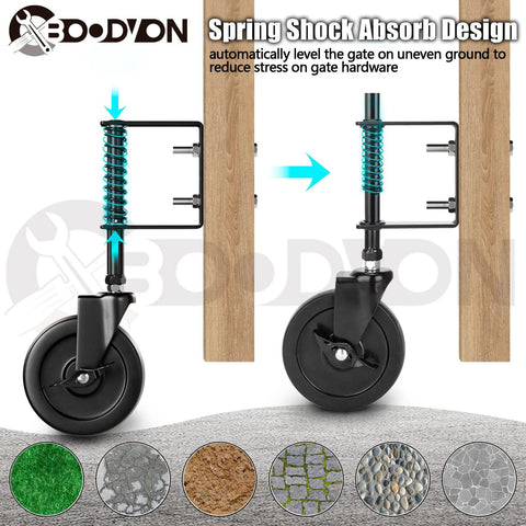 5 Inch Heavy Duty Gate Caster With Side Brake And Spring Loaded Shock Absorption 360 Degree Rotating Wheel for gates