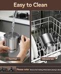 Barista Quality Home Milk Frother And Warmer With Heating Function Four In One Hot And Cold Foam Maker 24 Oz jug being cleaned