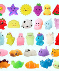 30 Pack Totally Rad Squishy Toys Mini Kawaii Mochi Squeeze Buddies random critters soft sensory fidgets for kids fun shapes and colors