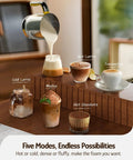 Detachable Milk Frother With Four Temperature Settings Delivers Barista Style Foam For Hot Or Cold Drinks Five In One Frothing And Heating Options Dishwasher Safe 400ml Perfect For Latte Cappuccino Hot Chocolate used for various drinks