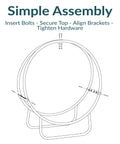 Simple assembly diagram for 24-Inch Round Firewood Rack With Weatherproof Cover For Indoor Use, Log Holder Hoop, Heavy-Duty Black Tubular Steel.