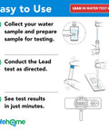 Instructions for using the Straight Up Pro 14 In 1 Drinking Water Test Kit for quick lead and bacteria checks.